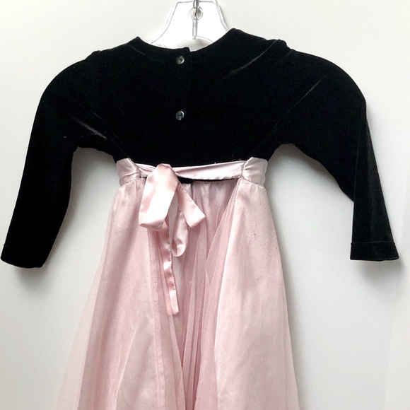 Jona Michelle Girls Dress PinkTulle Black Velvet 4 - Picture 2 of 2